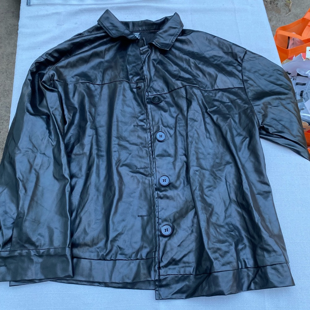 SHEIN CURVE BLACK LEATHER JACKET 1XL